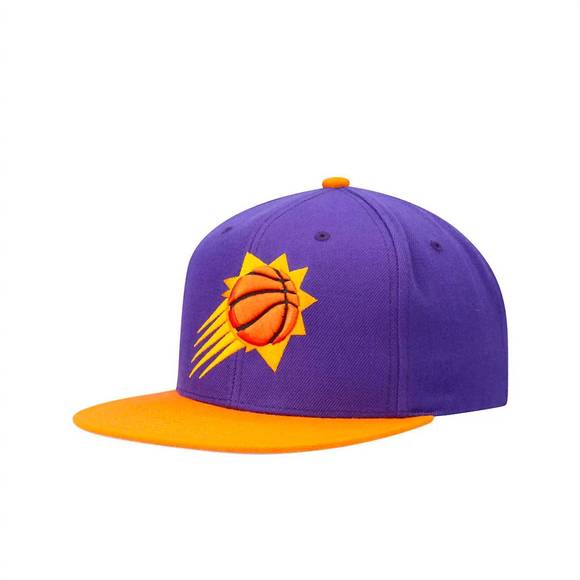 NEW MITCHELL & NESS men's nba pheonix suns core basic snapback hat in purple/ora - Picture 3 of 4